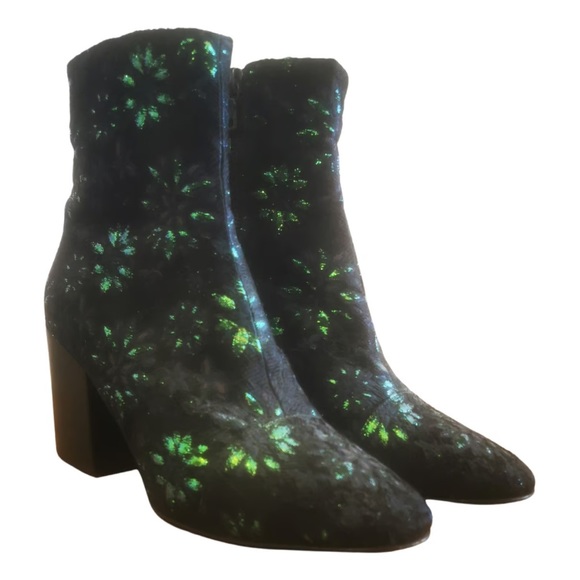 Dries Van Noton, green iridescent Jacquard brocade boots - Picture 7 of 8